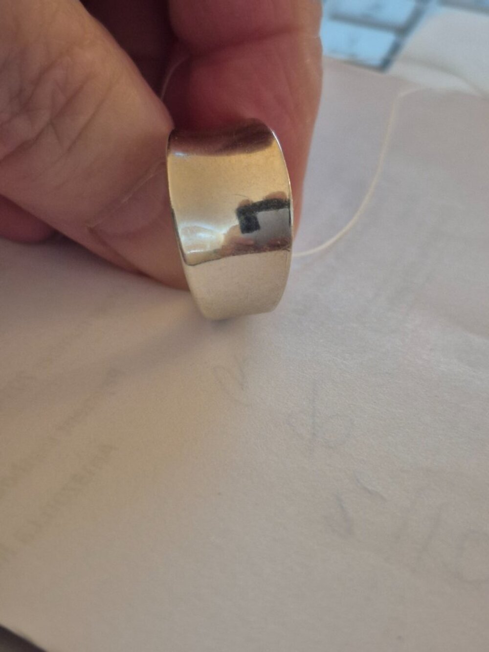 Vintage ALX 925 Sterling Silver Wide Concave Tapered Band Ring Size 8.5